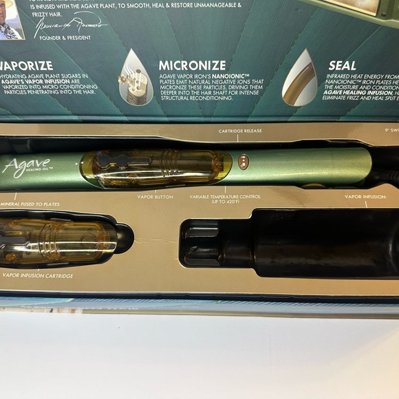 Agave Healing Vapor Iron with Green and Gold Accents main image 9